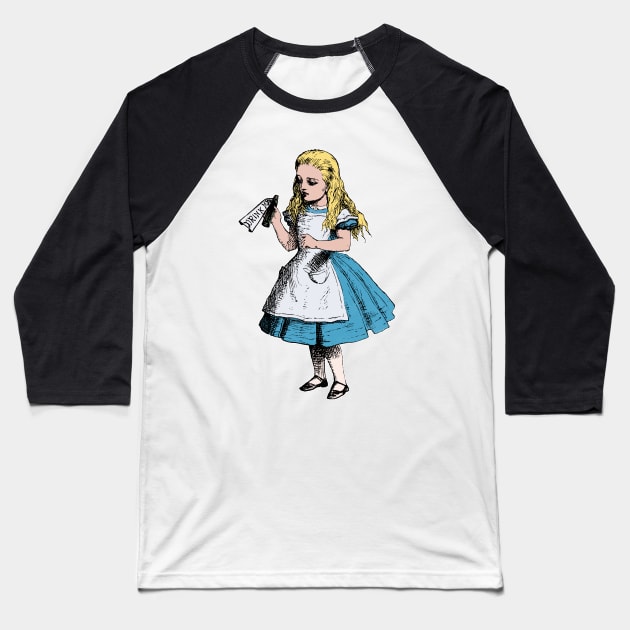 Alice Drink Me Baseball T-Shirt by MandyE